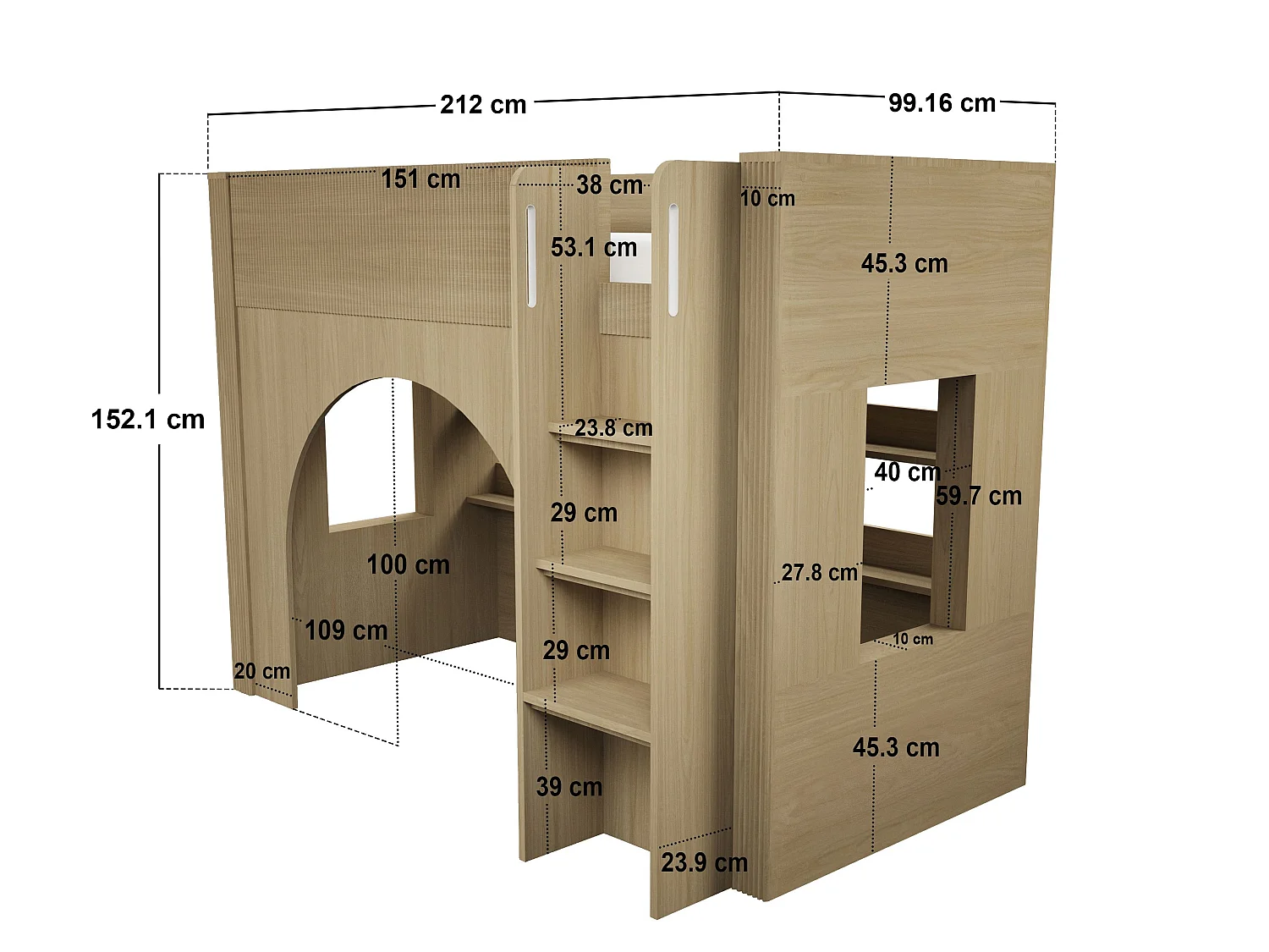Flair Kaska Mid Sleeper with Ribbed Panel Oak
