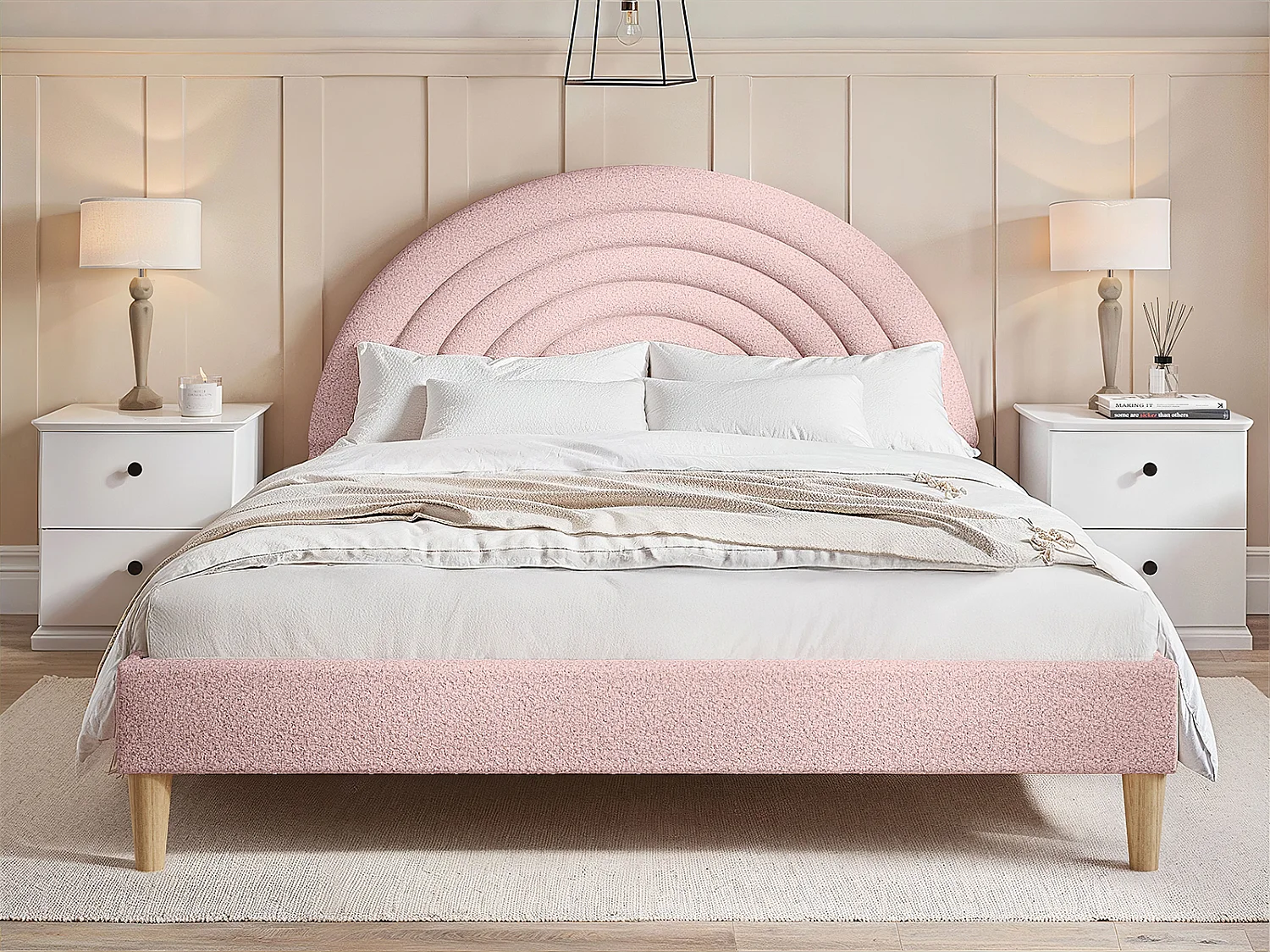 Flair Ava Pink Boucle Double Bed