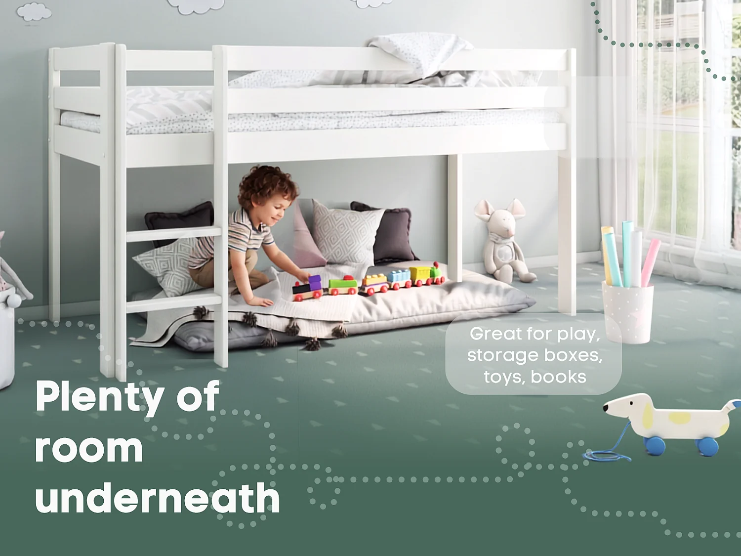 Noomi Nora Mid Sleeper Storage Cabin White