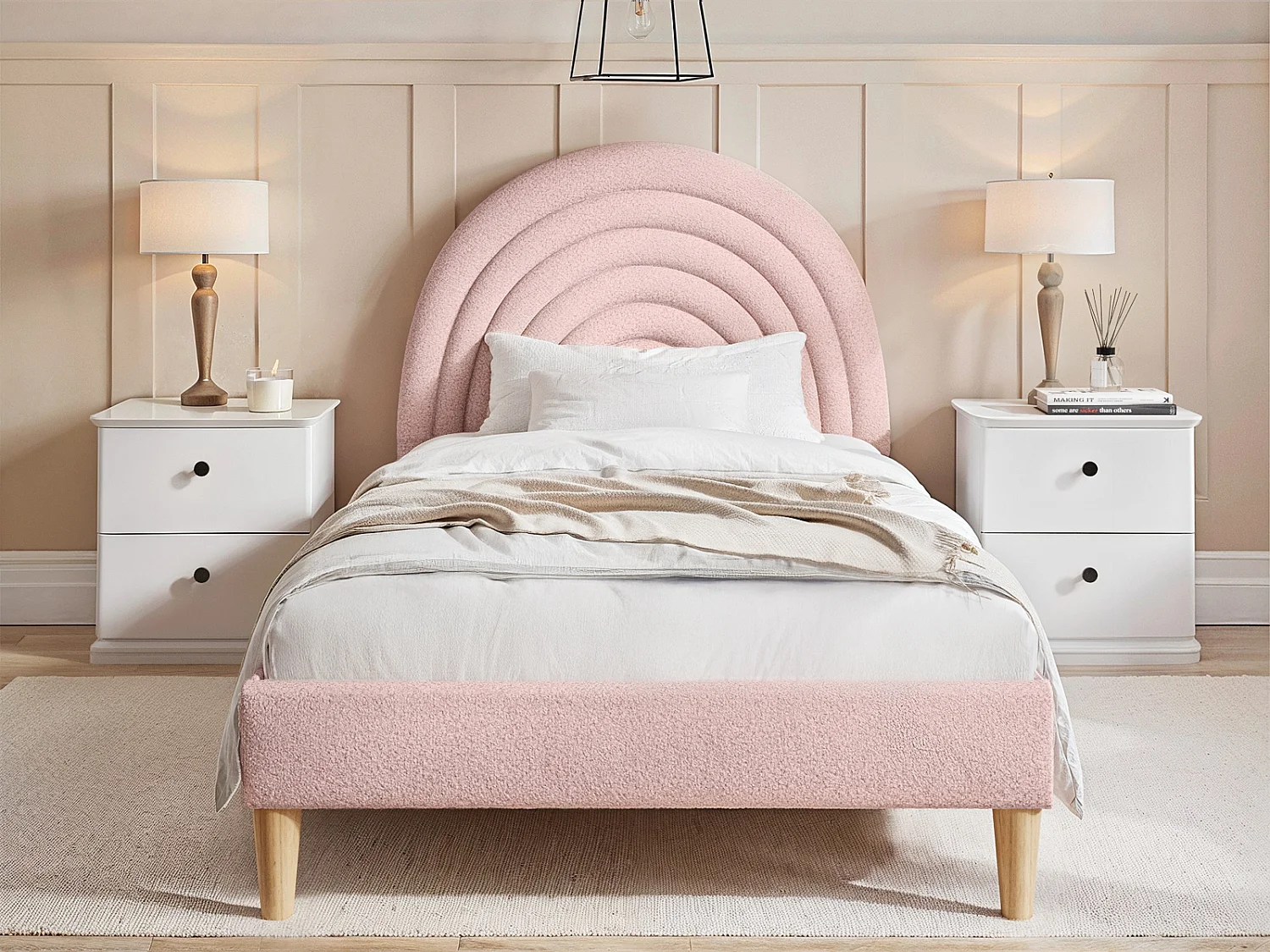 Flair Ava Pink Boucle Single Bed
