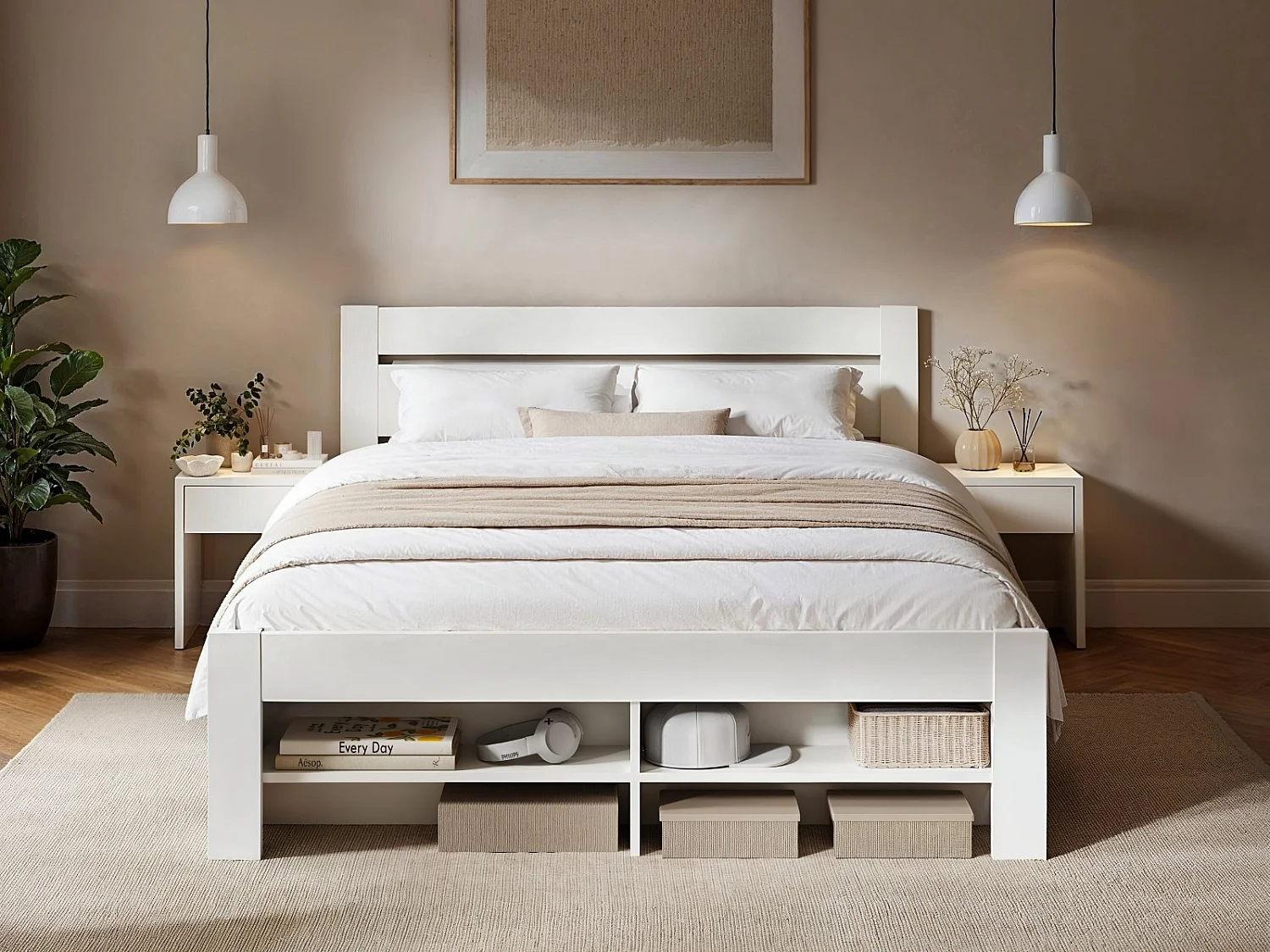 Noomi Pradis Double Storage Bed White