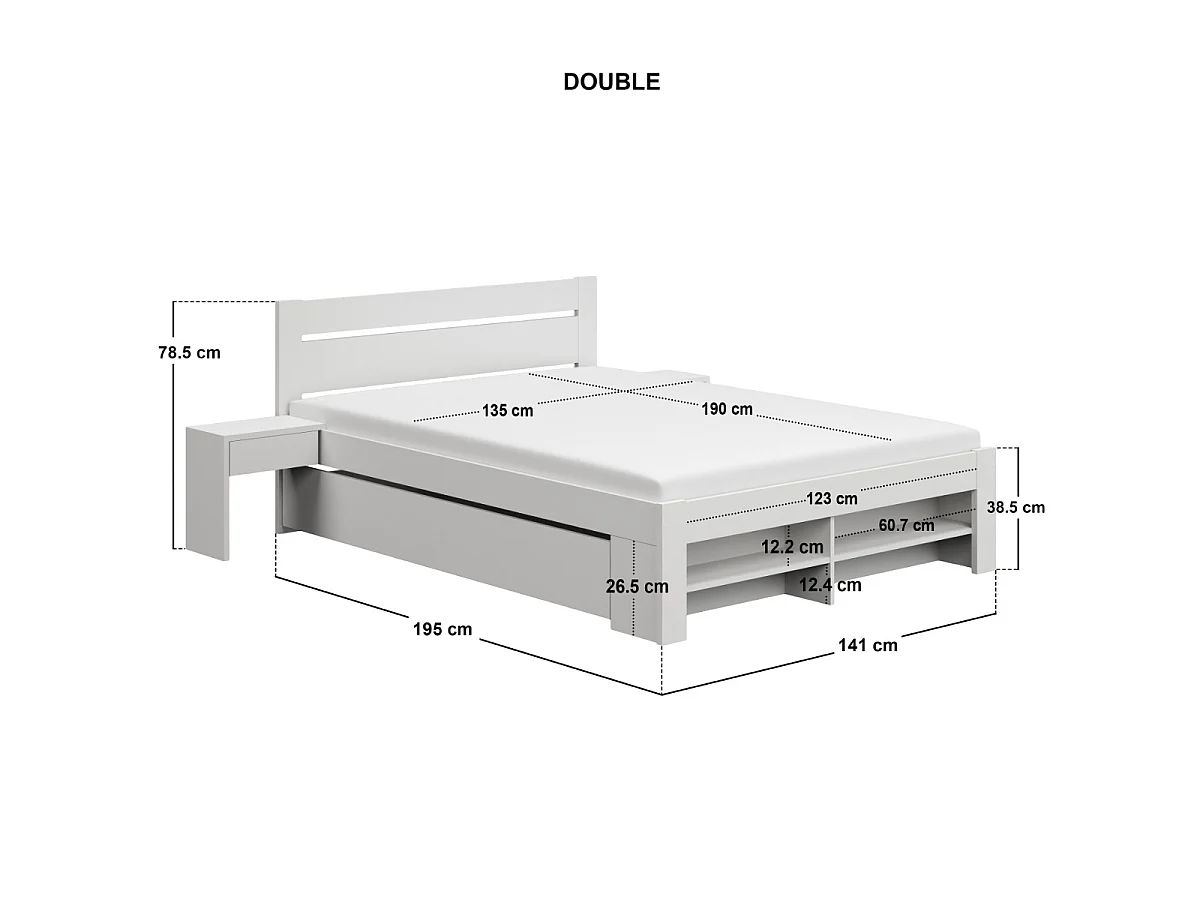 Noomi Pradis Double Storage Bed White