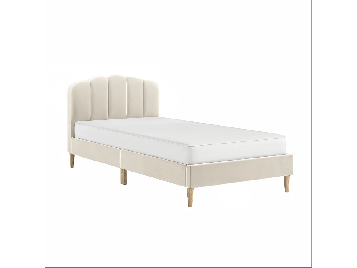 Flair Scallop Velvet Bed Frame Beige Single