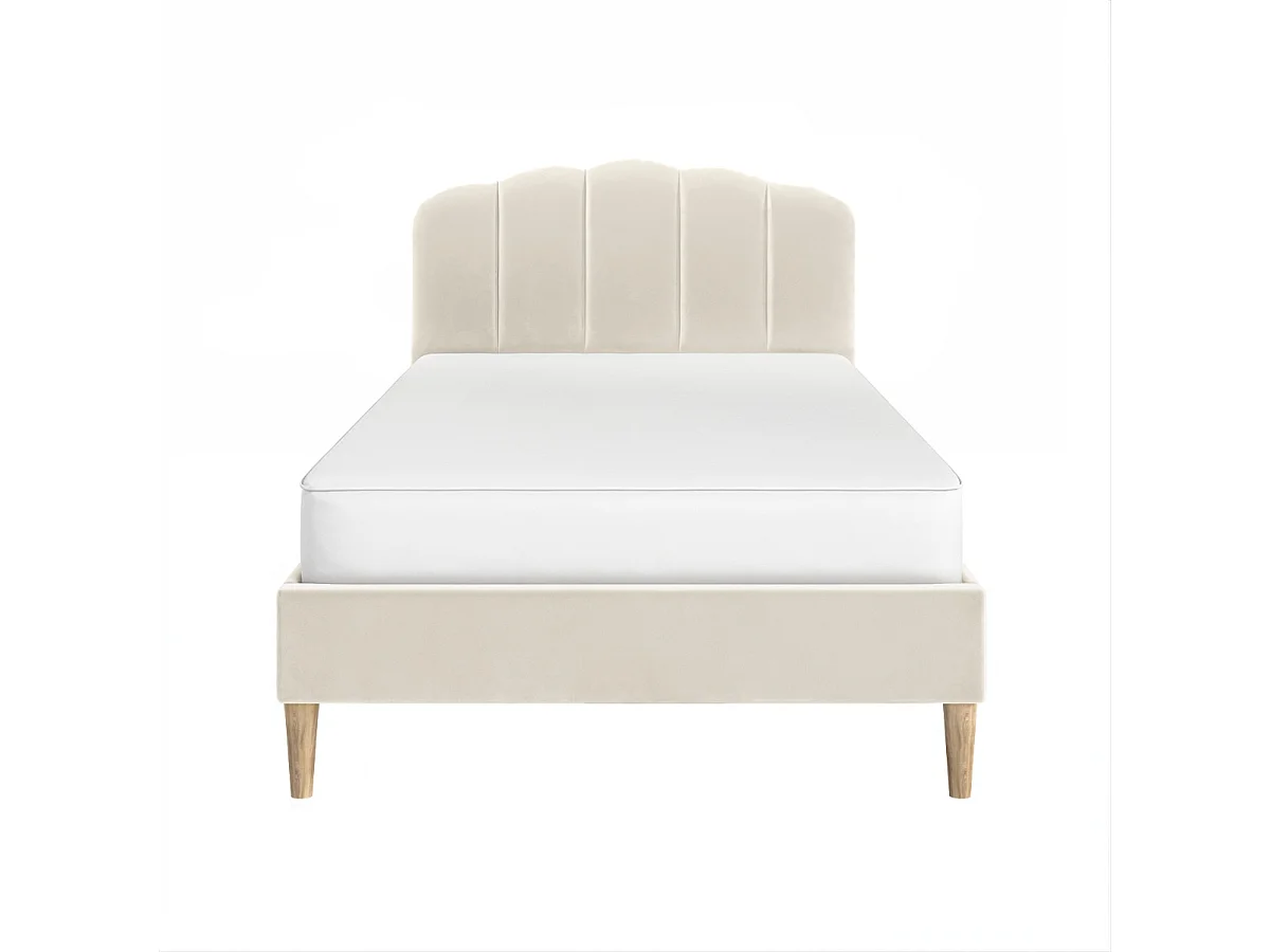 Flair Scallop Velvet Bed Frame Beige Single