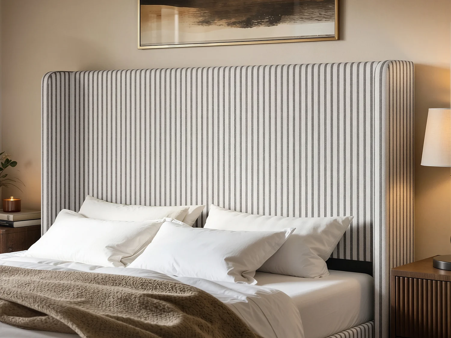 SOLACE+CO Jovanna Double Bed with Winged Headboard Brown