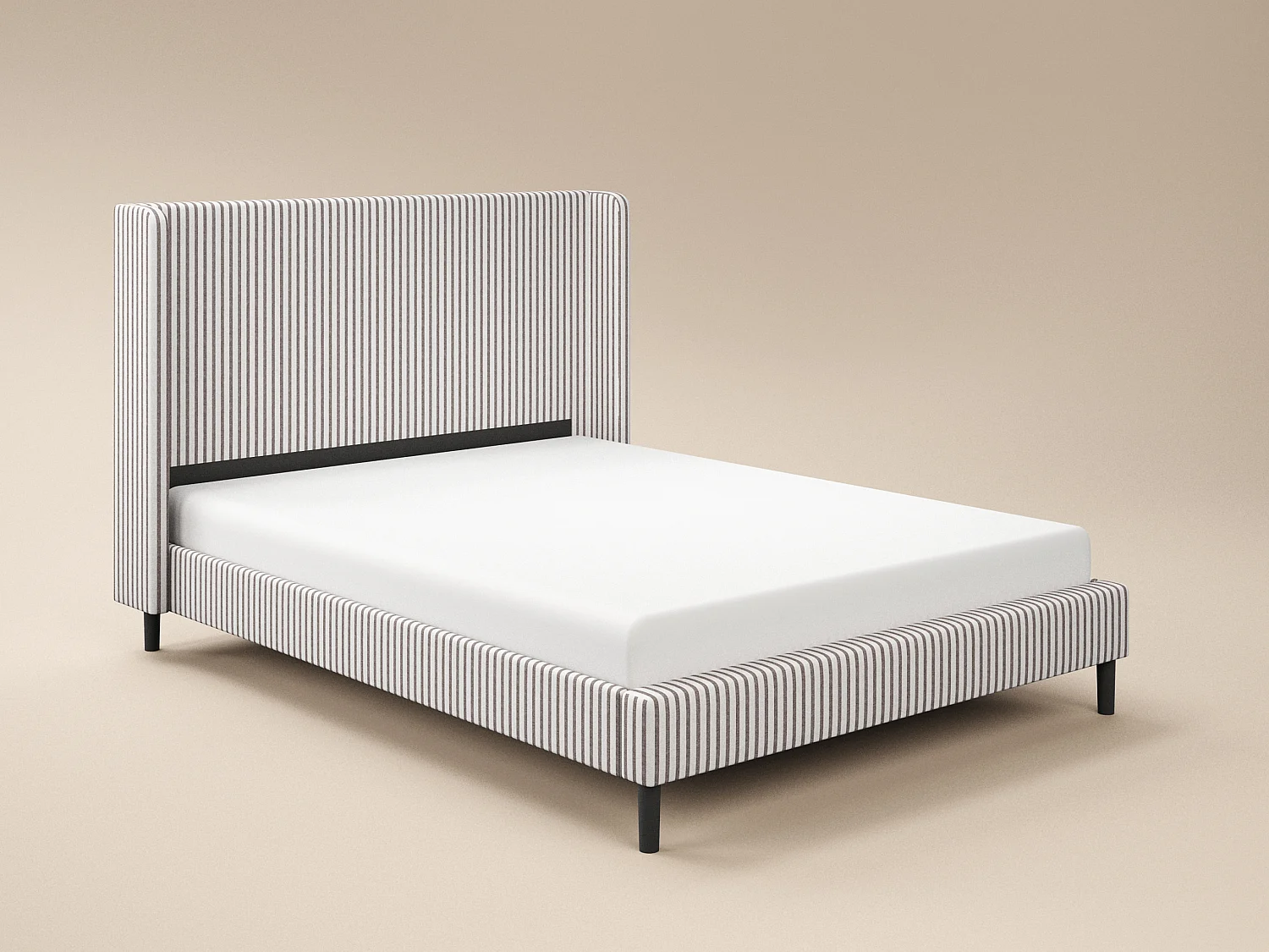 SOLACE+CO Jovanna Double Bed with Winged Headboard Brown