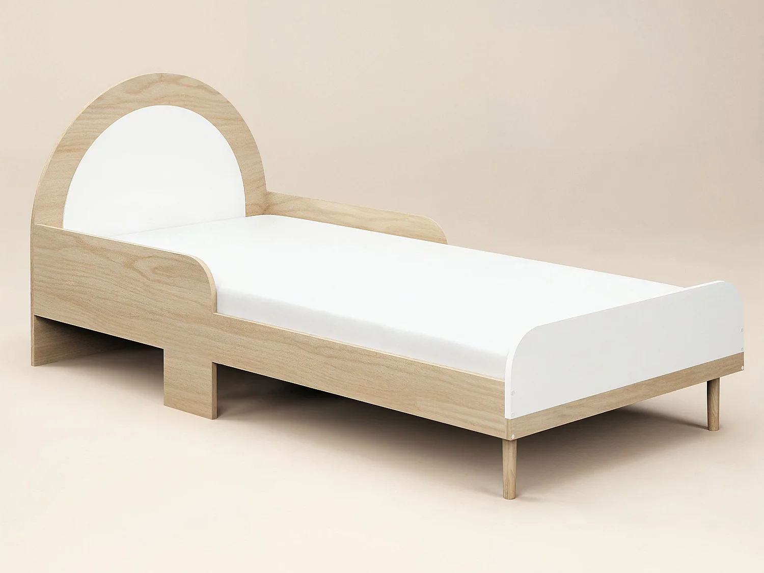 Flair Noah Single Curved Headboard Bed Oak & White