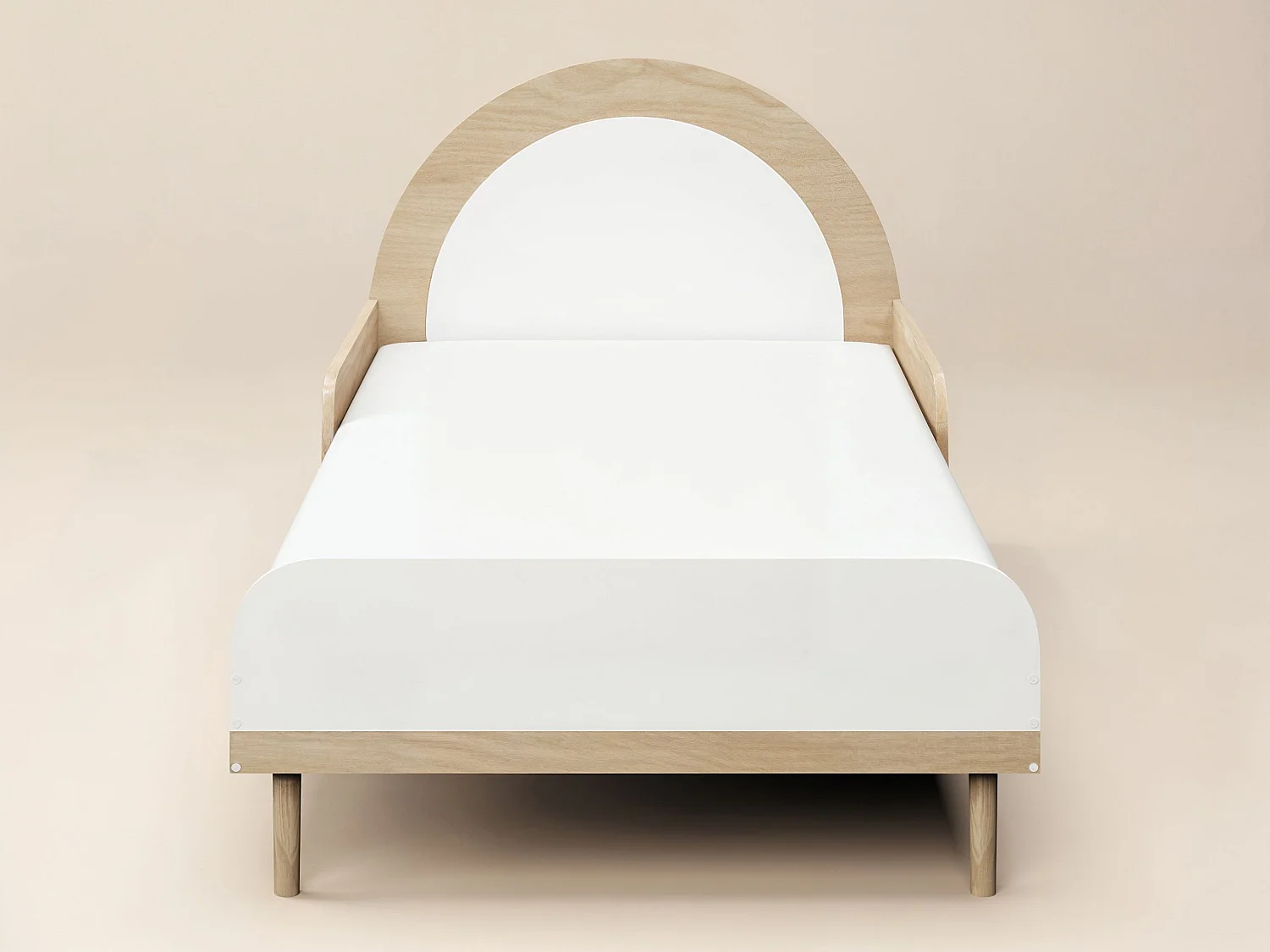Flair Noah Single Curved Headboard Bed Oak & White