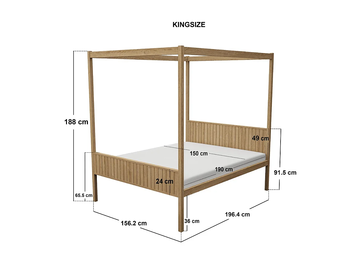 Flair Maddy 4 Poster Kingsize Bed Natural