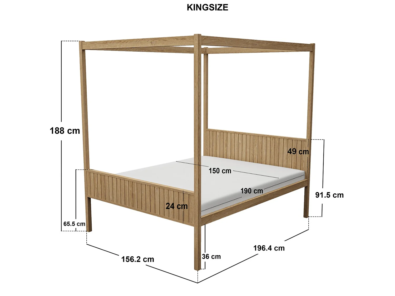 Flair Maddy 4 Poster Kingsize Bed Natural
