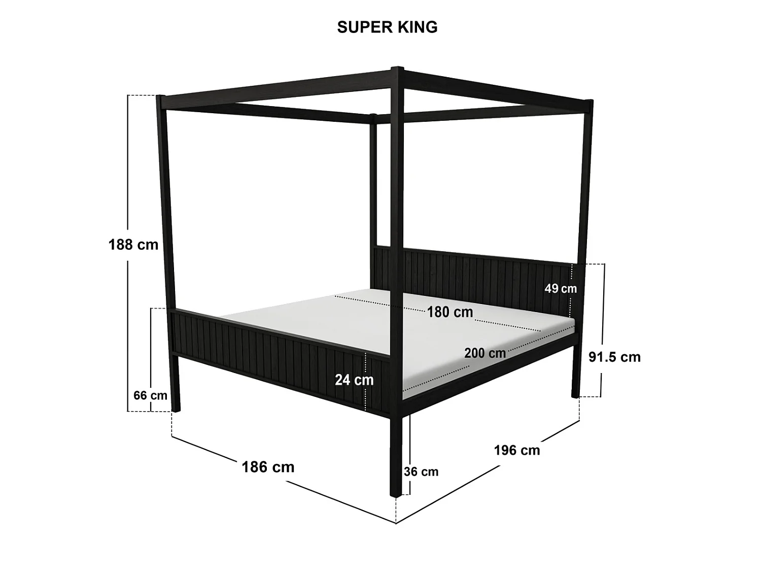 Flair Maddy 4 Poster Super King Bed Black