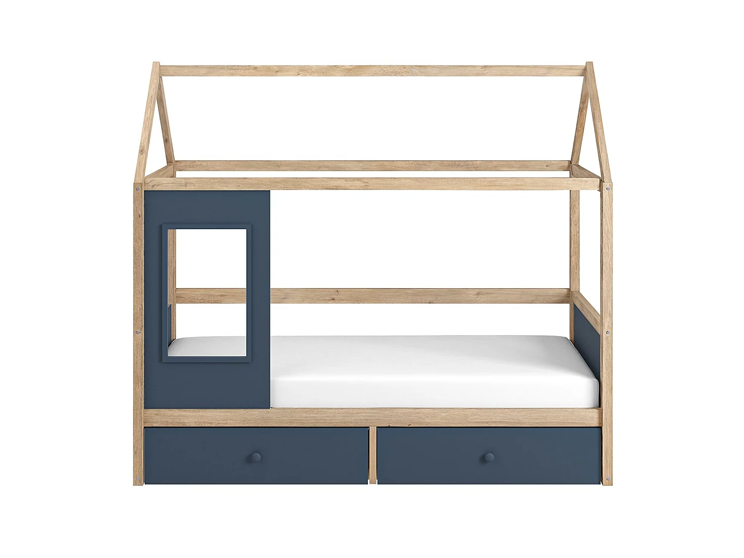 Flair Ted Play House Wooden Bed with Storage Blue