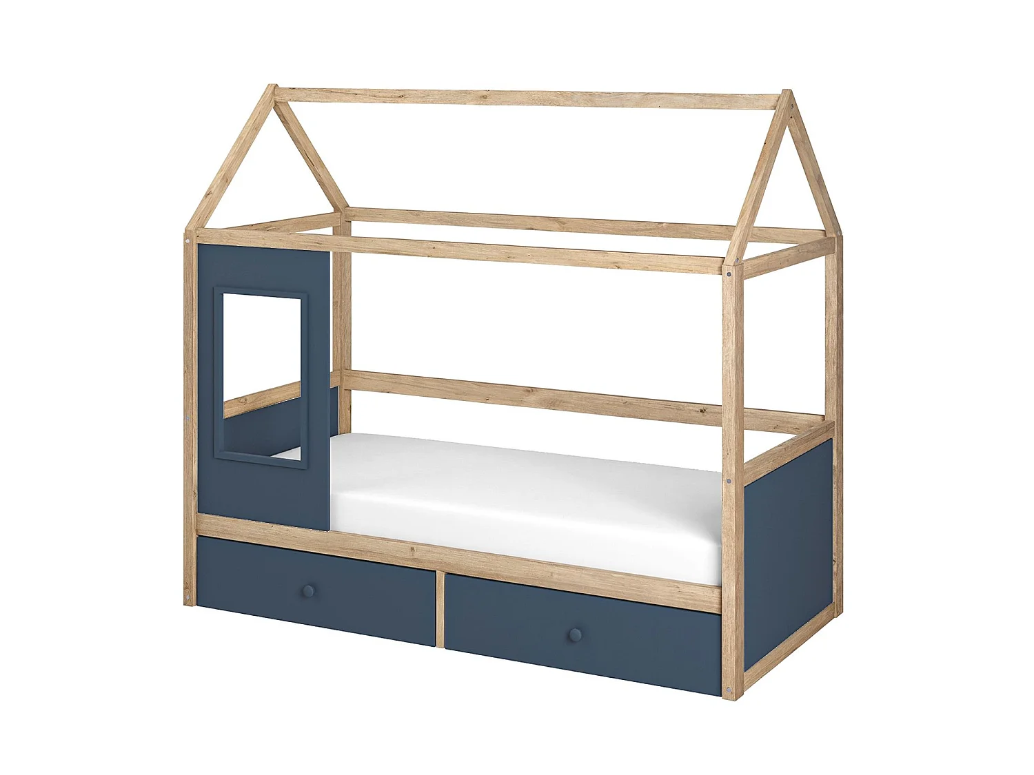 Flair Ted Play House Wooden Bed with Storage Blue