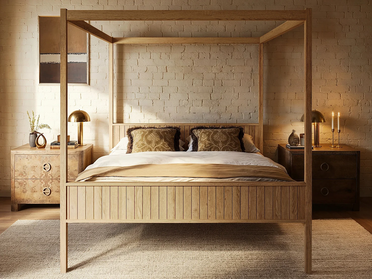 Flair Maddy 4 Poster Super King Bed Natural