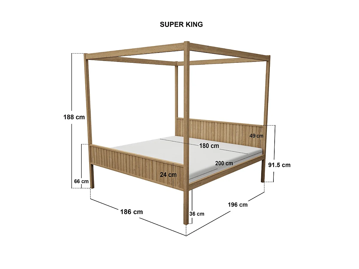 Flair Maddy 4 Poster Super King Bed Natural