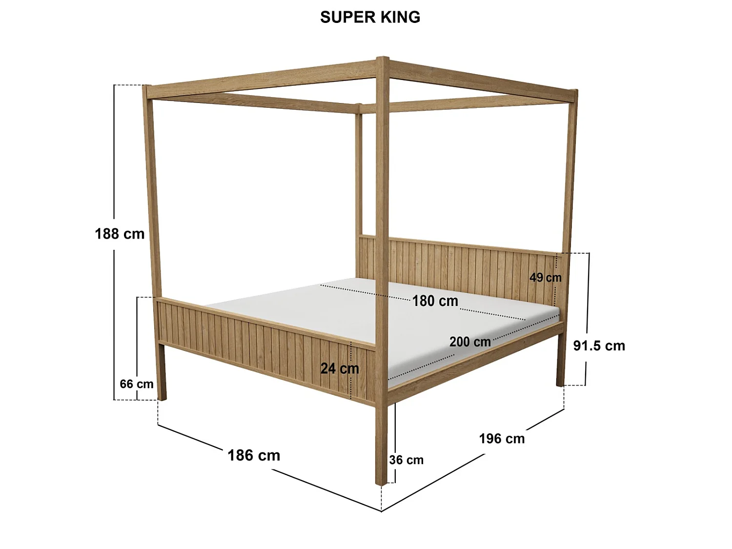 Flair Maddy 4 Poster Super King Bed Natural