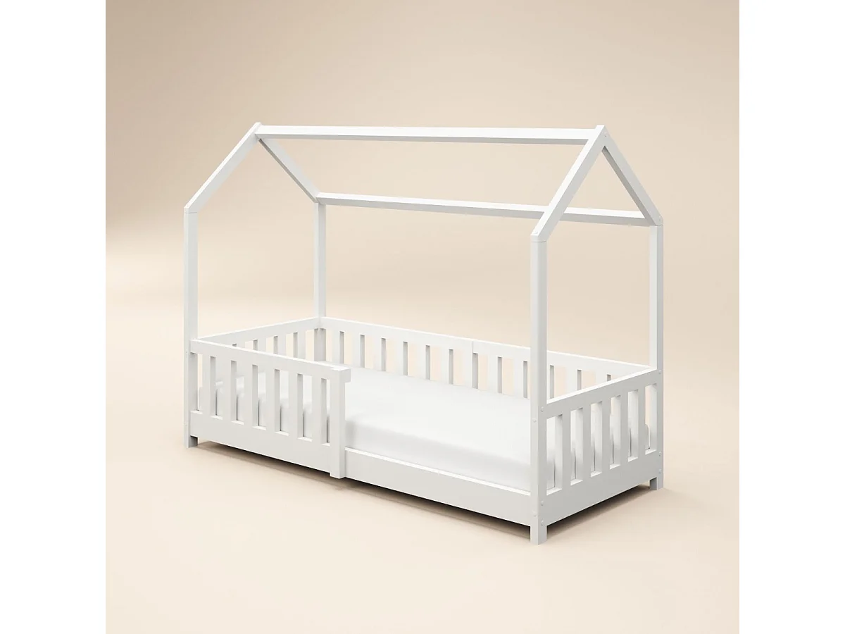 Flair Explorer Shorty Play House Floor Bed with Rails Wooden White