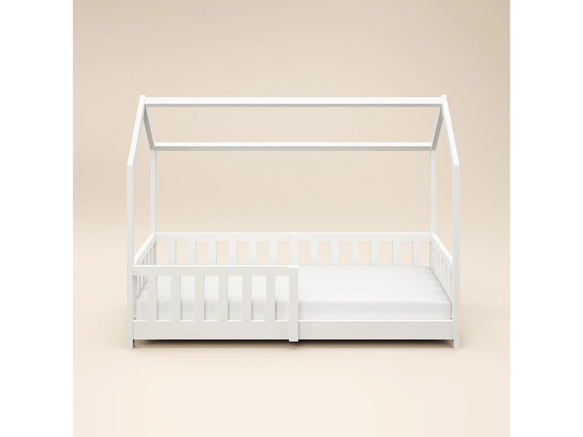 Flair Explorer Shorty Play House Floor Bed with Rails Wooden White