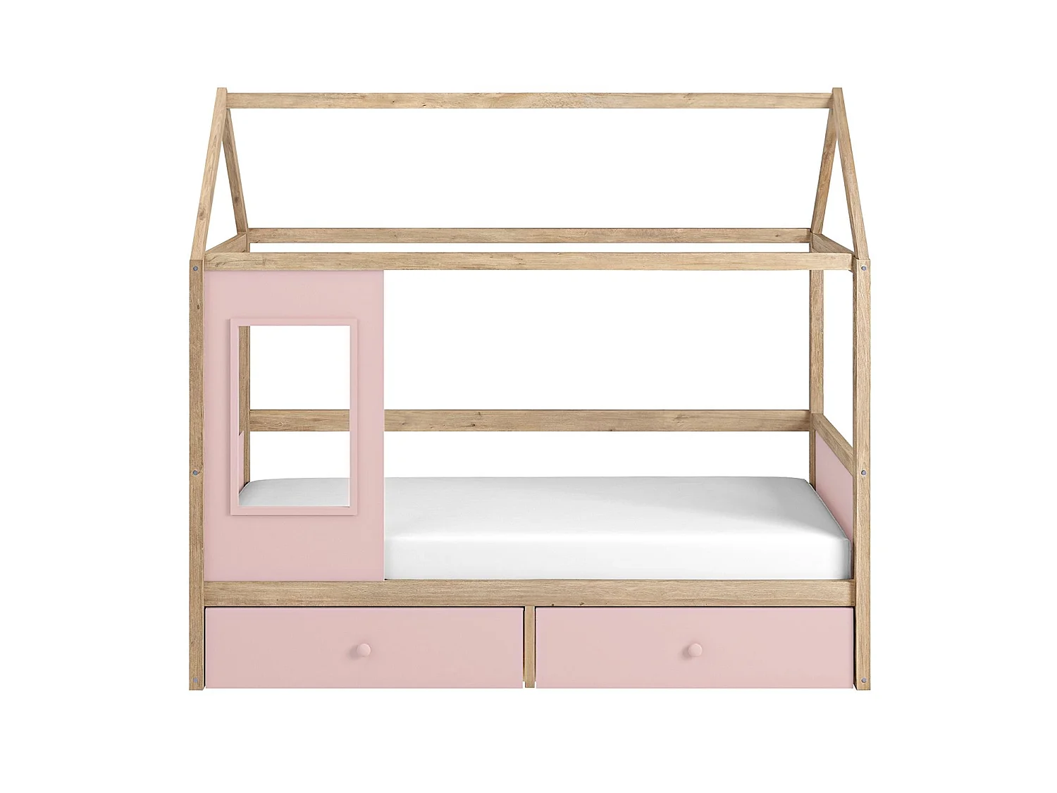 Flair Ted Play House Wooden Bed with Storage Pink