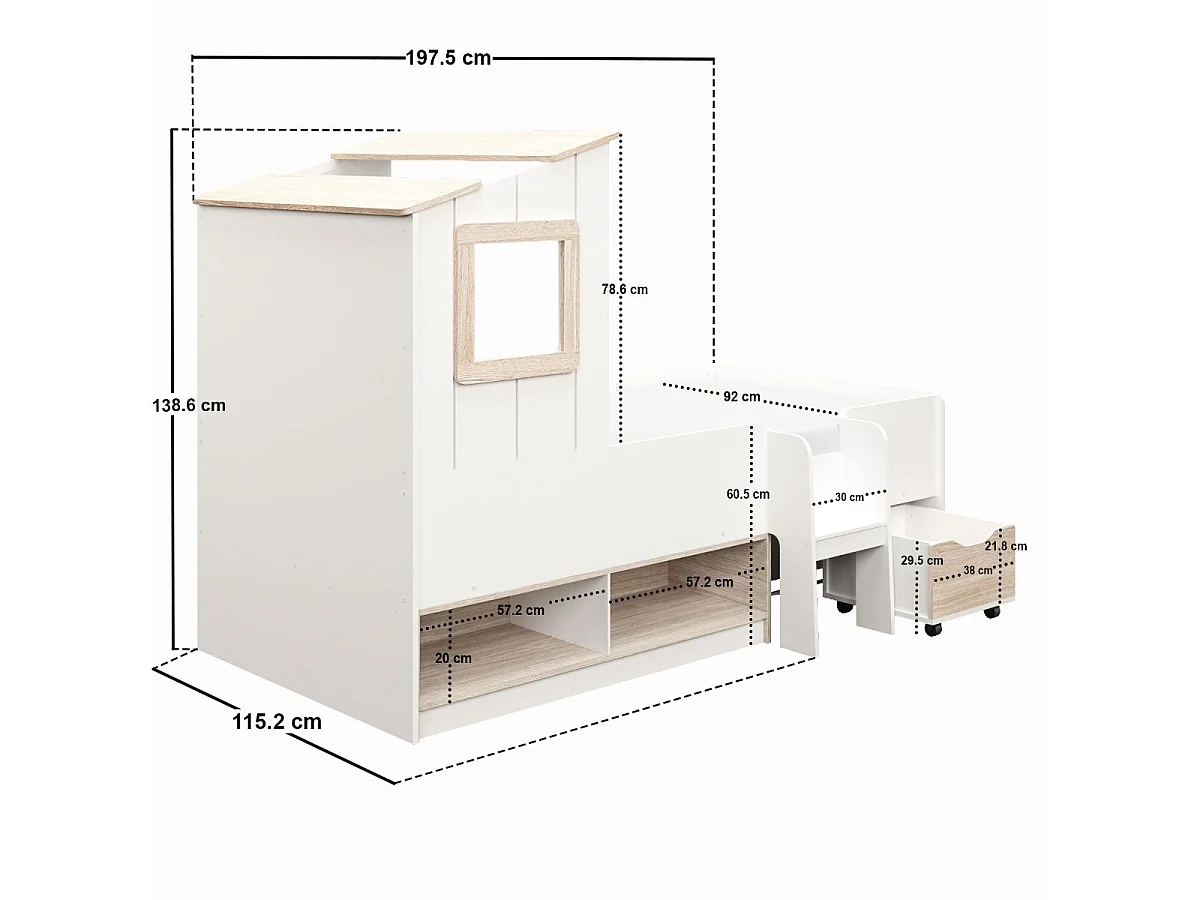 Flair Millie Low Sleeper House Bed with Storage White