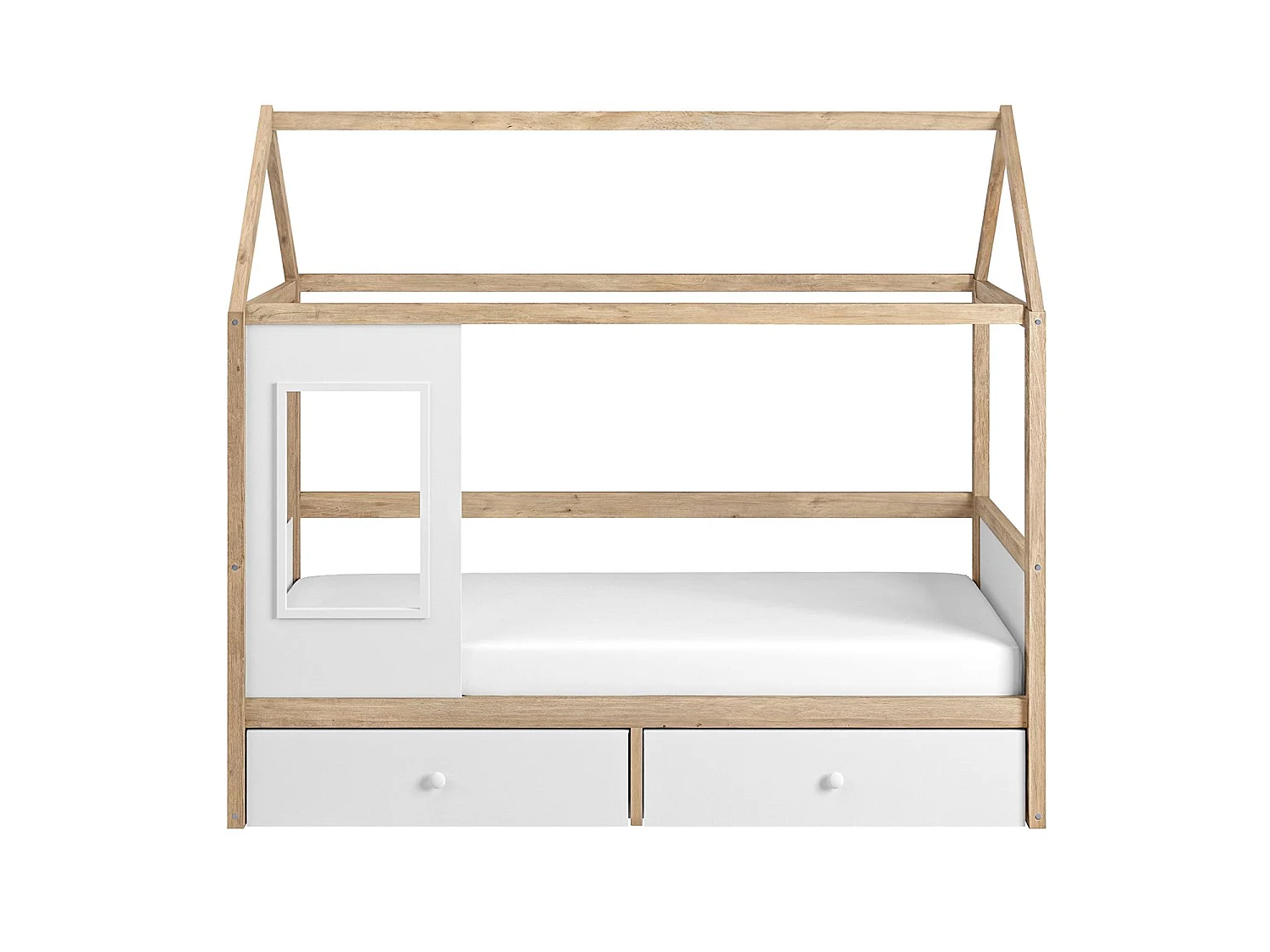 Flair Ted Play House Wooden Bed with Storage White