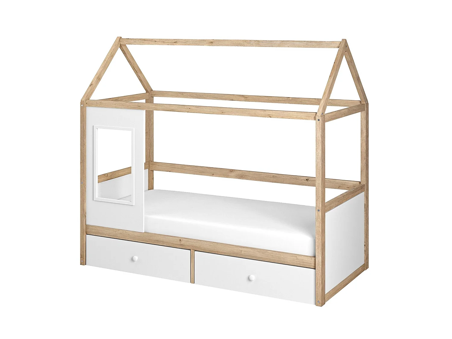 Flair Ted Play House Wooden Bed with Storage White