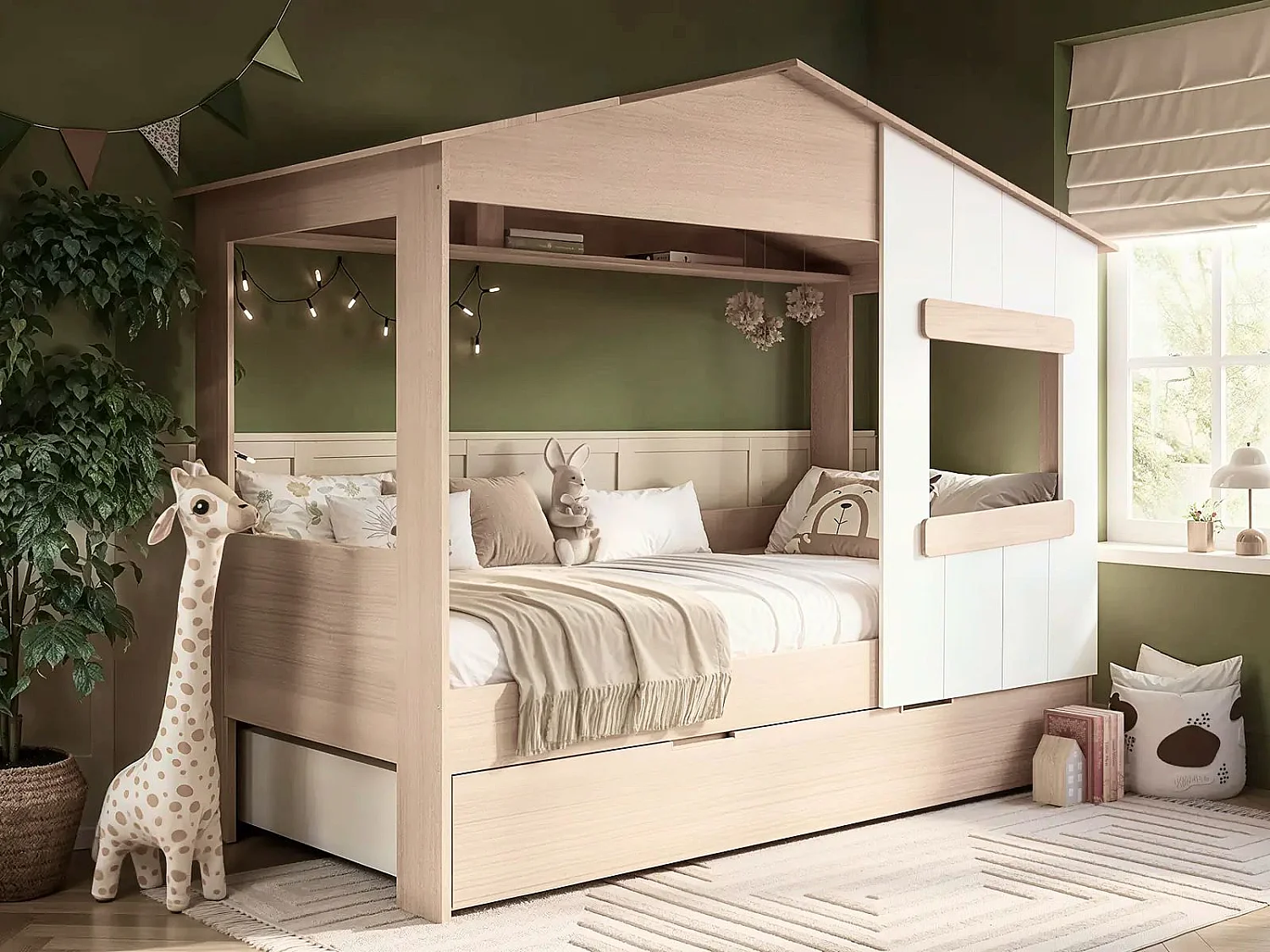 Flair Dreamland House Bed with Trundle Oak