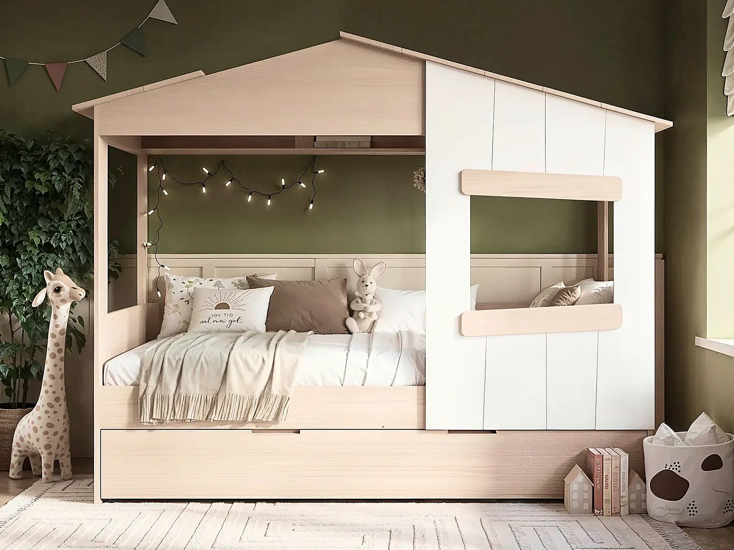 Flair Dreamland House Bed with Trundle Oak