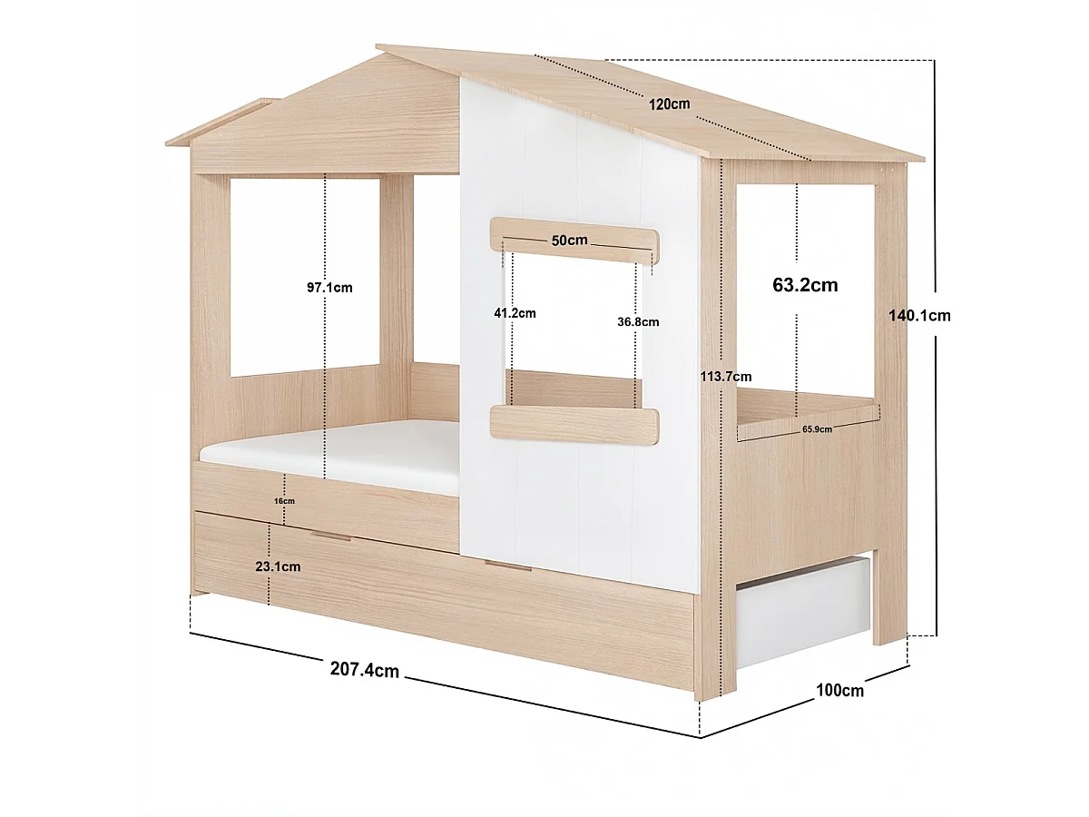 Flair Dreamland House Bed with Trundle Oak