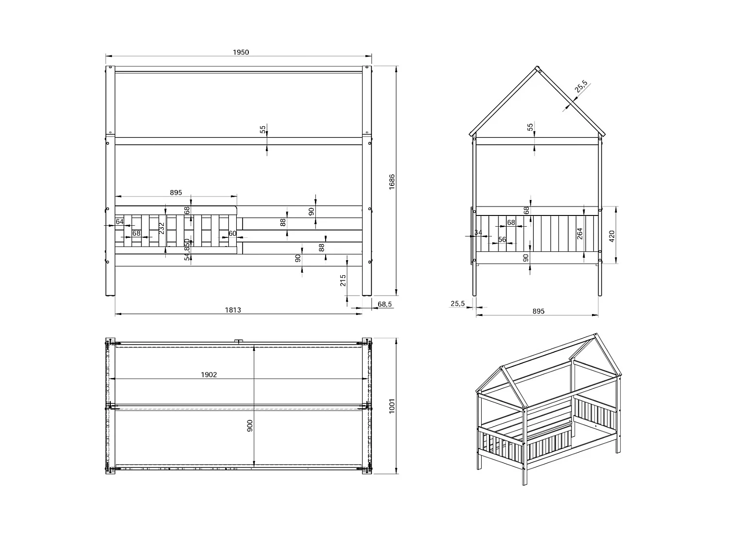 Noomi Alisa House Bed White