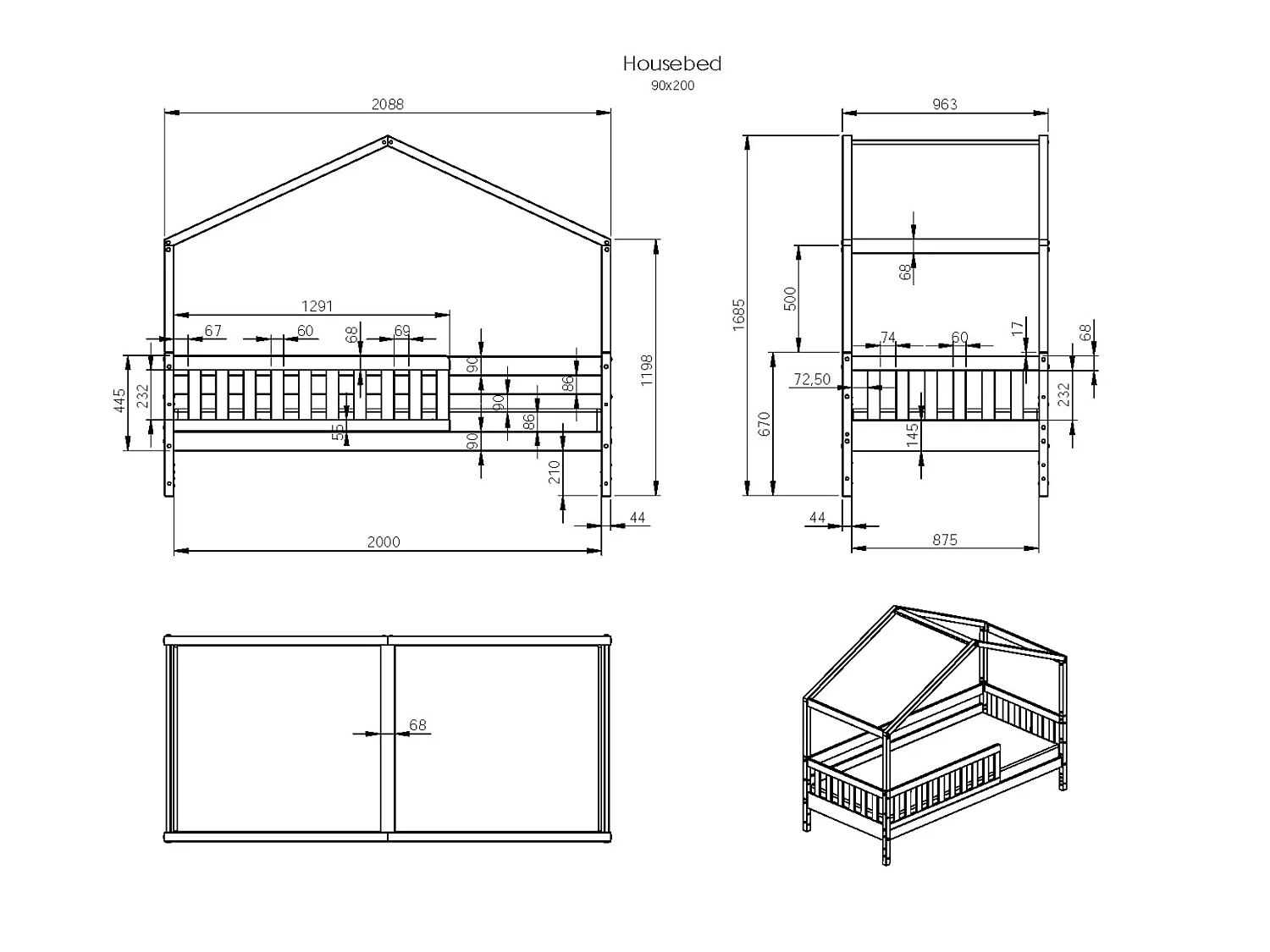 Noomi Froya Evolutionary House Bed White
