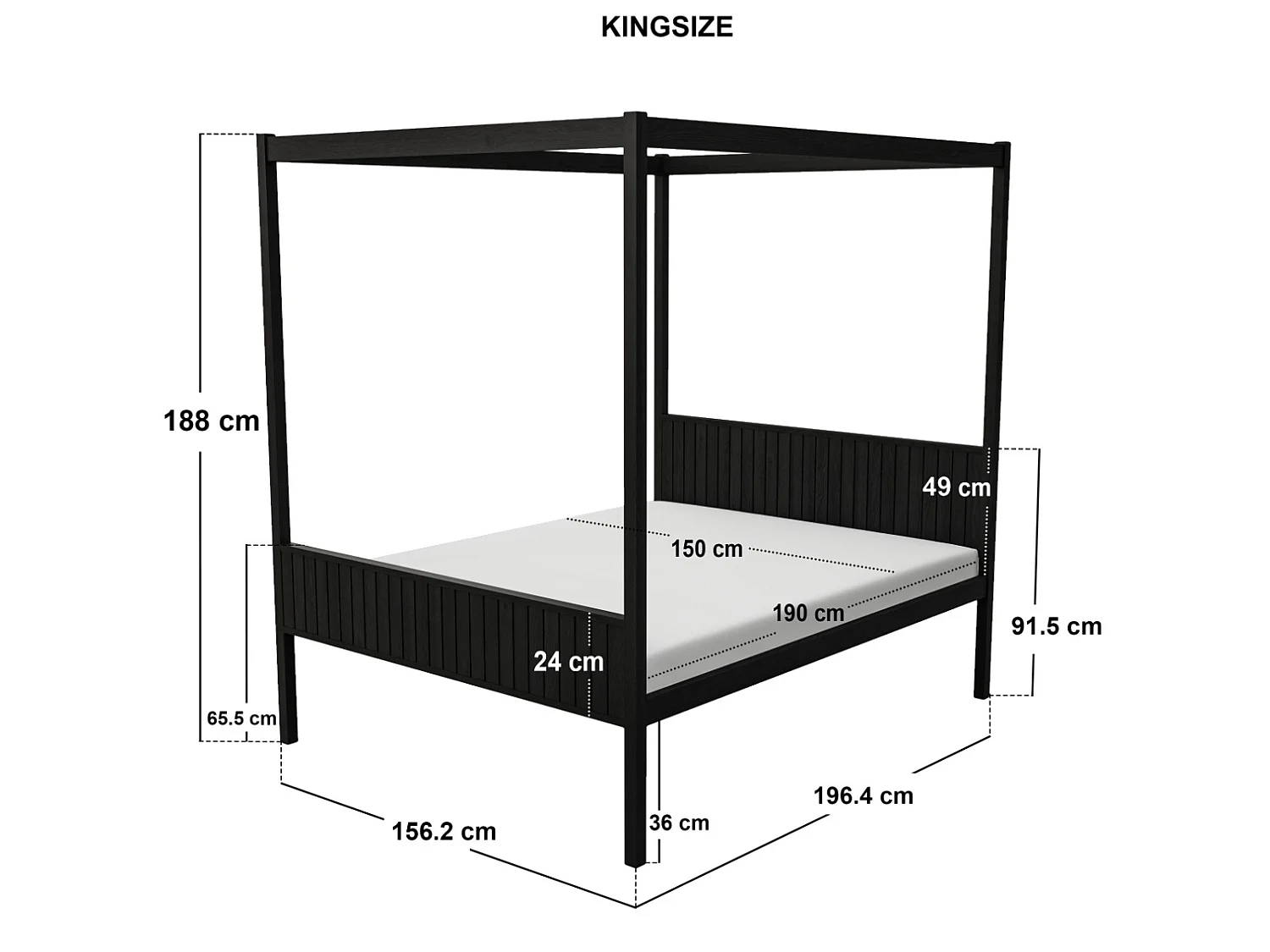 Flair Maddy 4 Poster Kingsize Bed Black