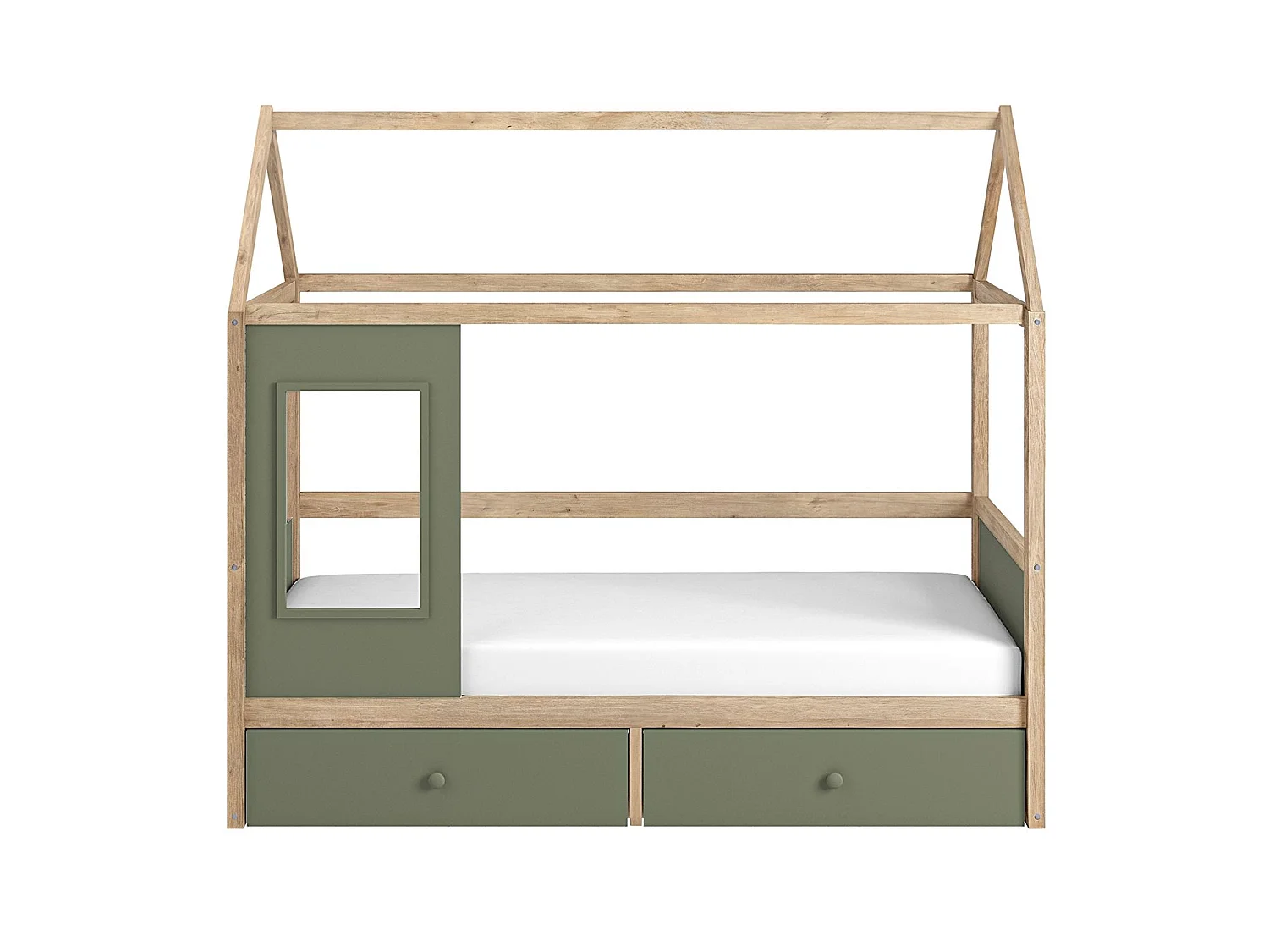 Flair Ted Play House Wooden Bed with Storage Green