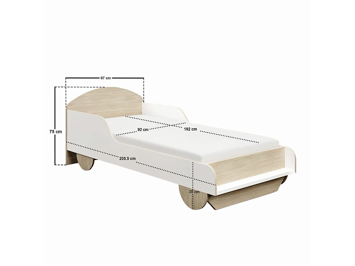 Flair Oliver Car Wooden Bed White & Oak