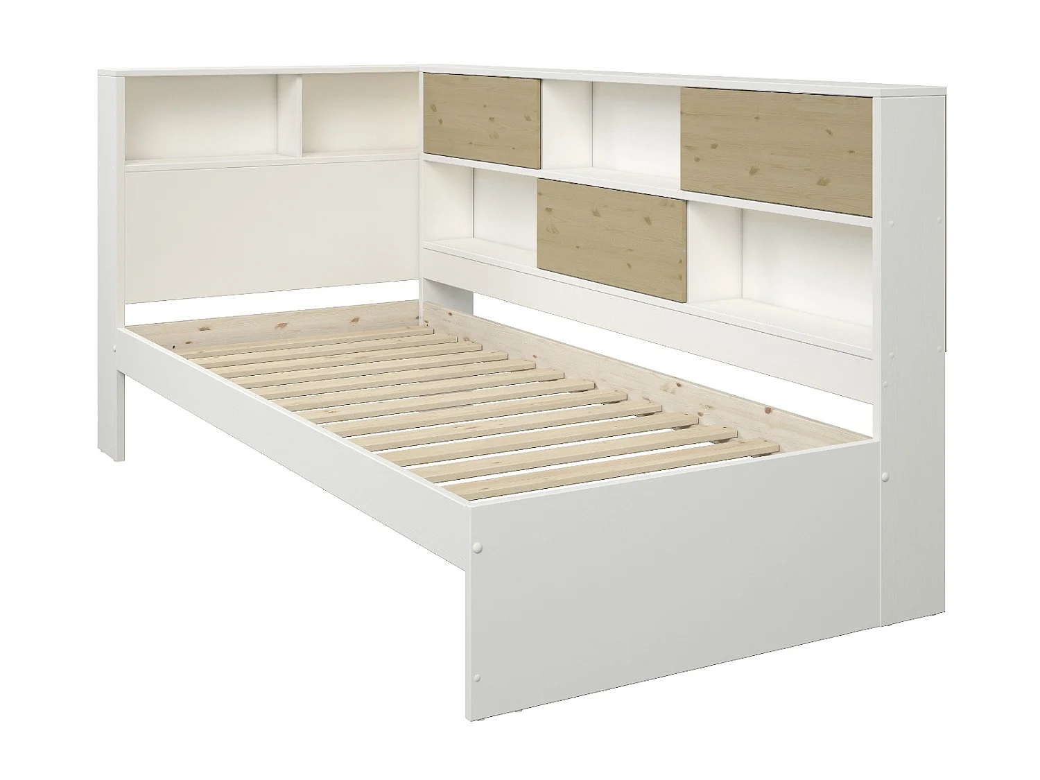 Noomi Jorgi Corner Storage Bed White & Oak
