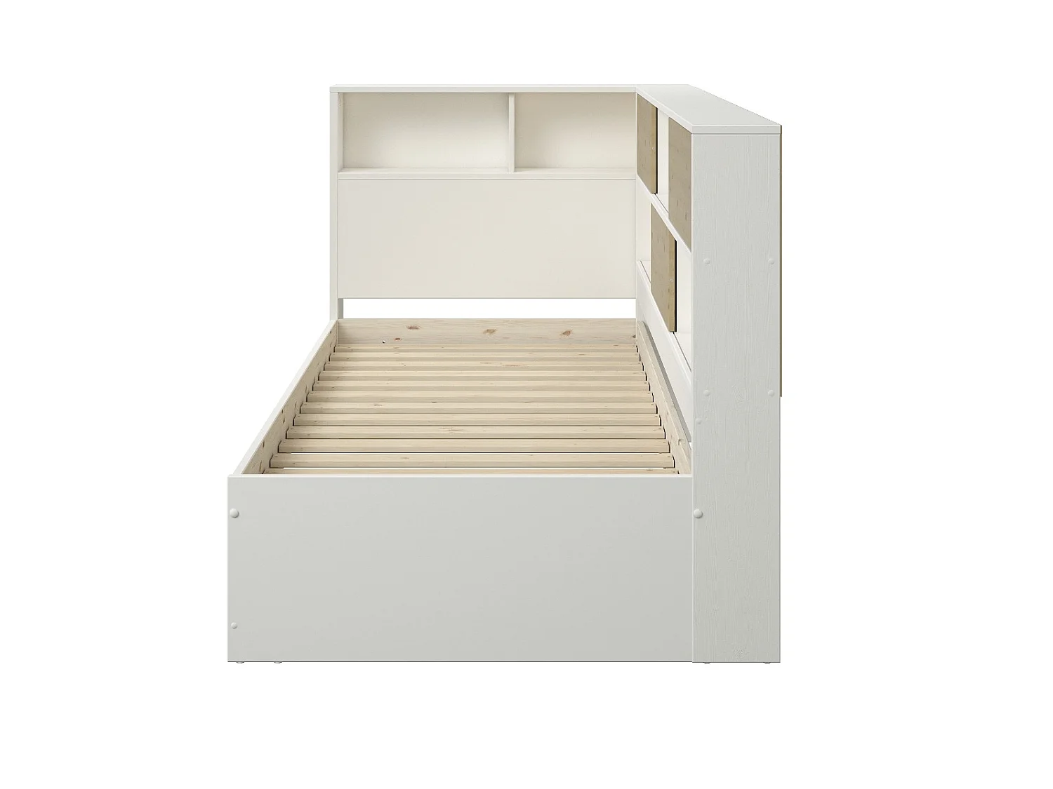Noomi Jorgi Corner Storage Bed White & Oak