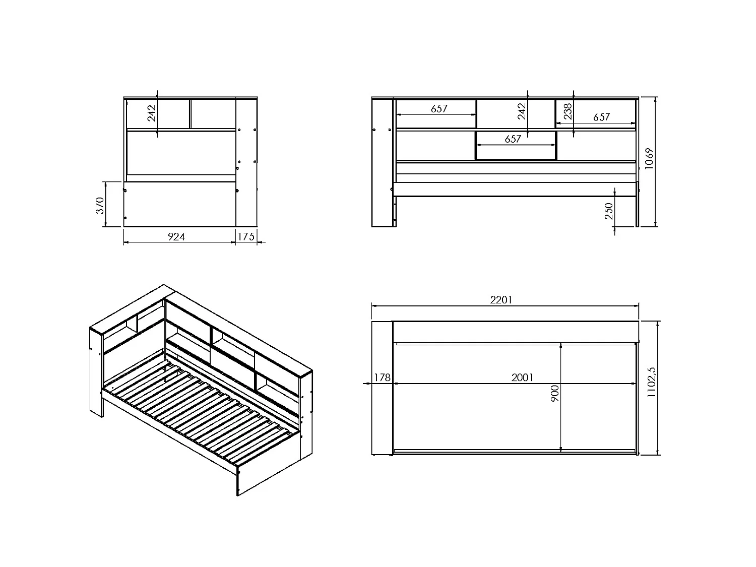 Noomi Jorgi Corner Storage Bed White & Oak