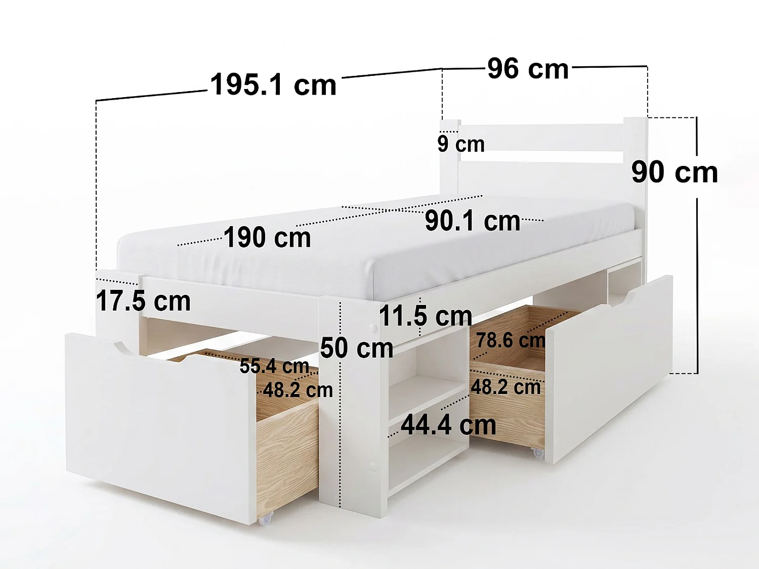 Noomi Hansa Storage Bed White