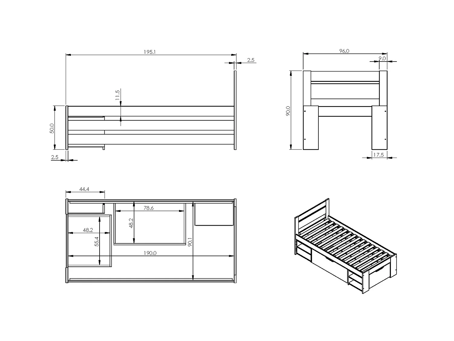 Noomi Hansa Storage Bed White