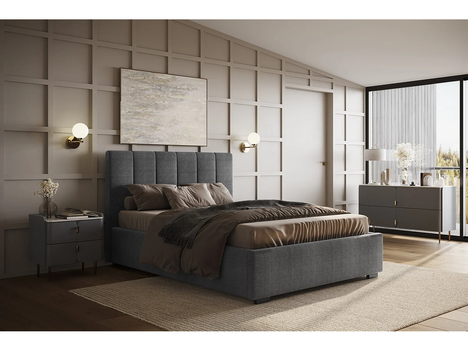 Flair Waltz Fabric Ottoman Bed Kingsize