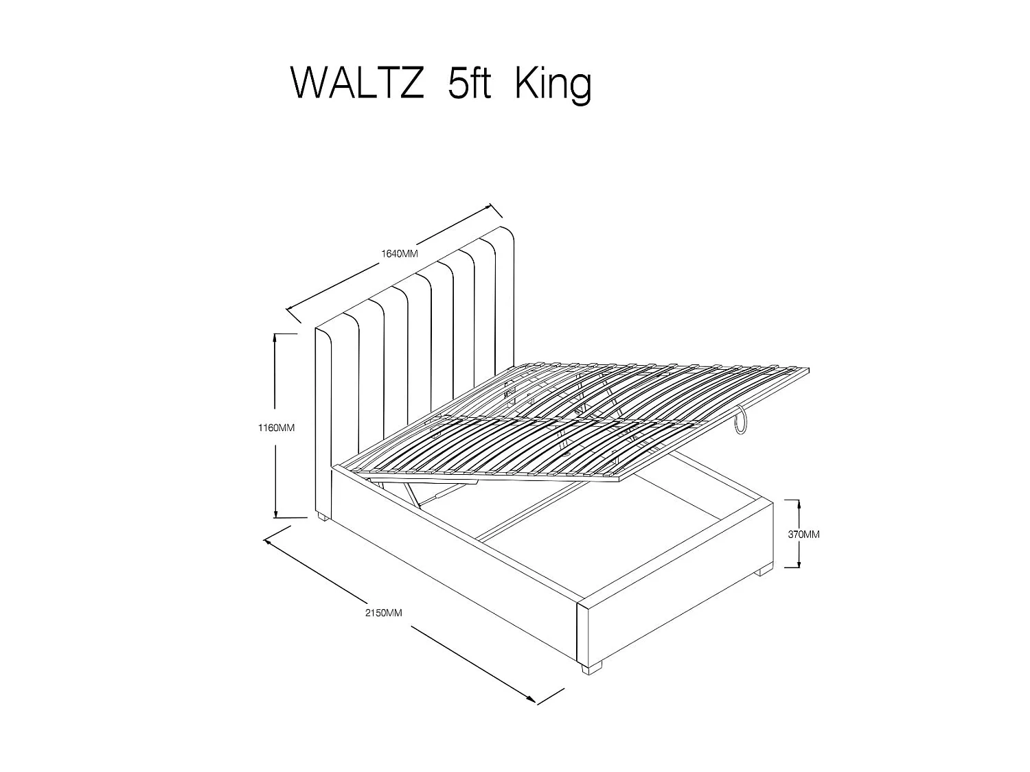 Flair Waltz Fabric Ottoman Bed Kingsize
