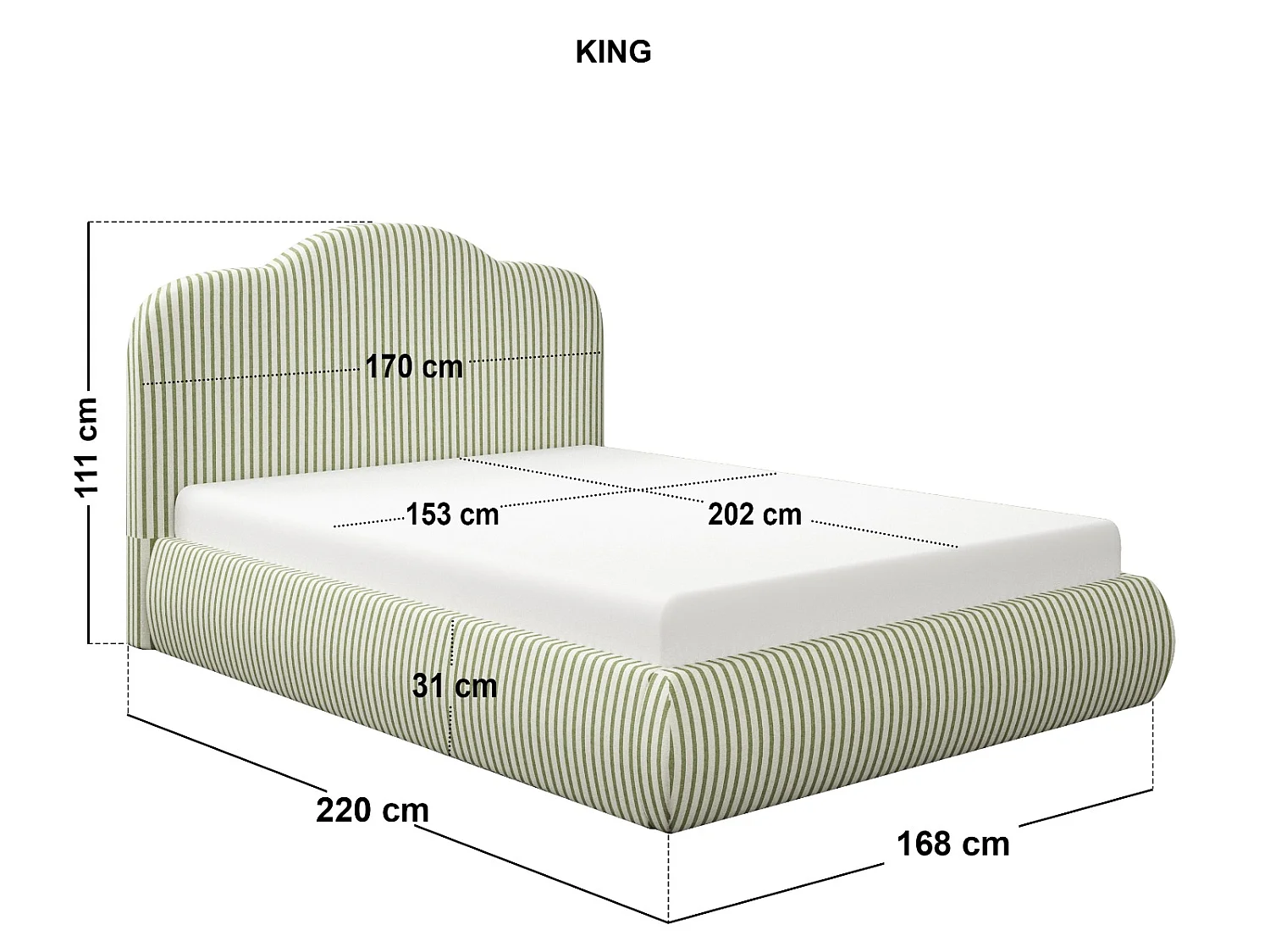 SOLACE+CO Skylynn Cloud Ottoman Kingsize Bed Green