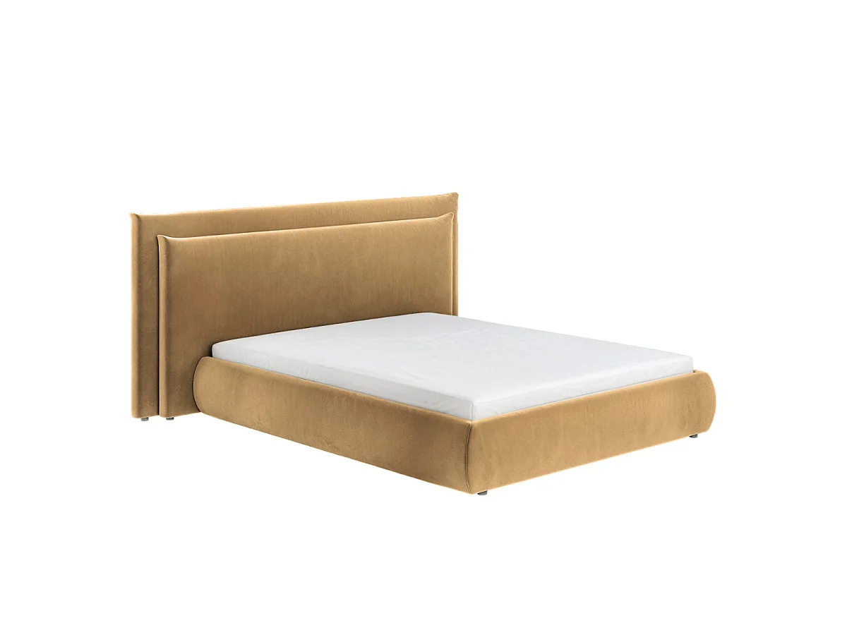 SOLACE+CO Sigrid Sand Velvet Cushion Headboard Ottoman Bed Kingsize