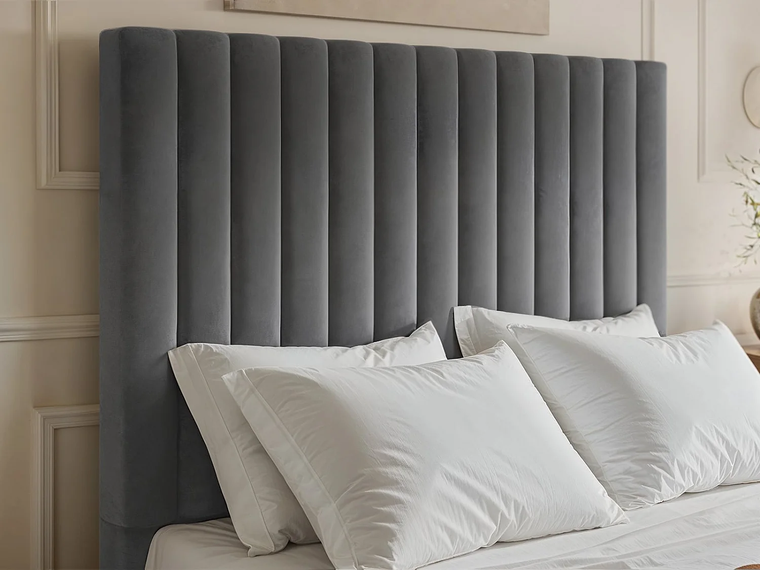Flair Everley Ottoman Bed Grey Velvet Kingsize
