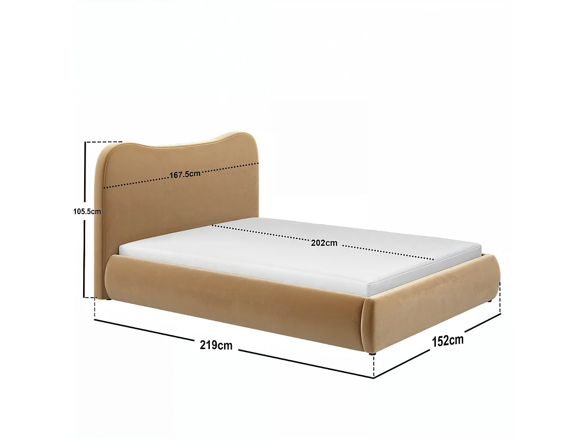 SOLACE+CO Ember Ottoman Bed Sand Velvet Kingsize