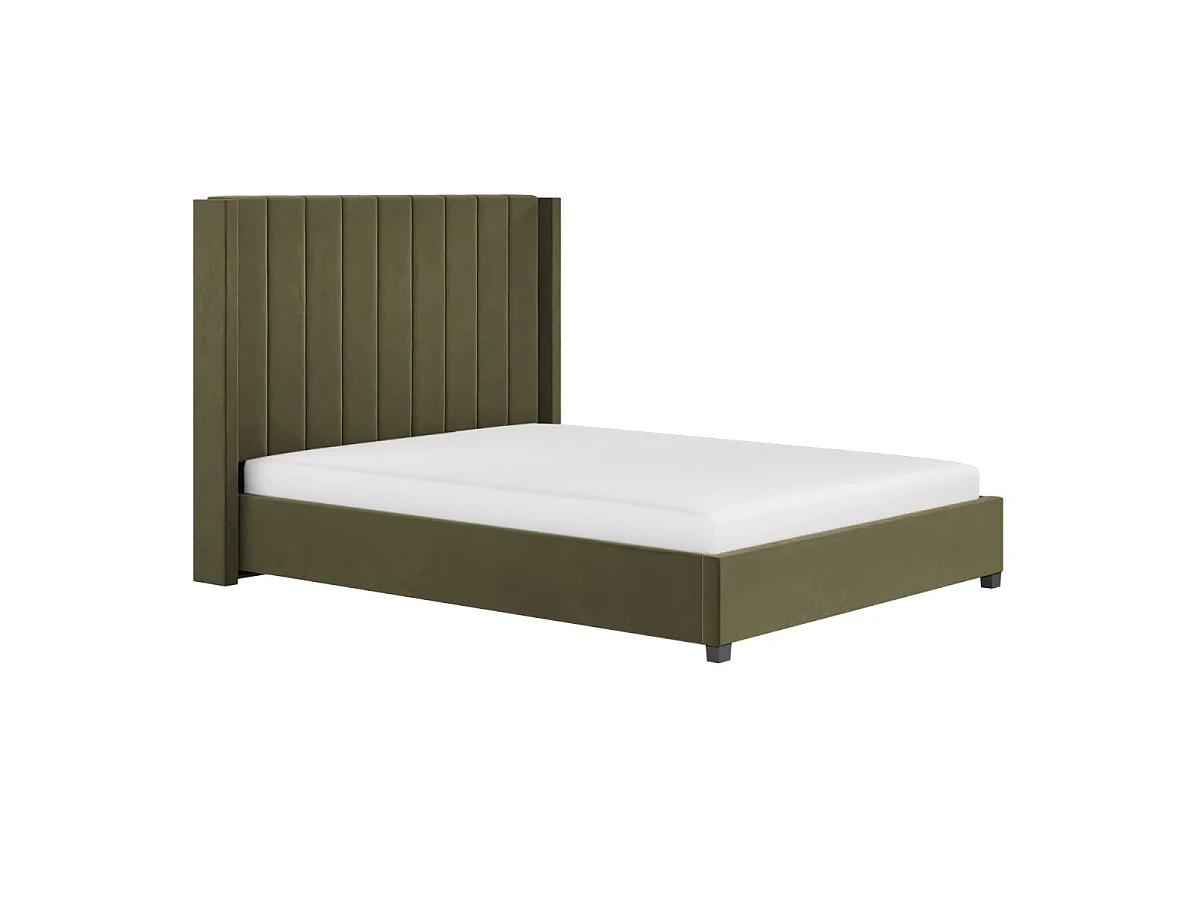 Flair Tiggy Ottoman Bed with Winged Headboard Khaki Velvet Kingsize