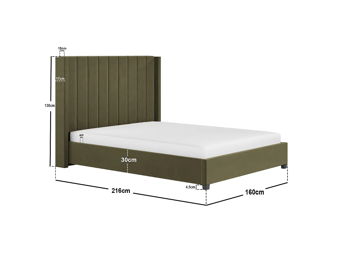 Flair Tiggy Ottoman Bed with Winged Headboard Khaki Velvet Kingsize