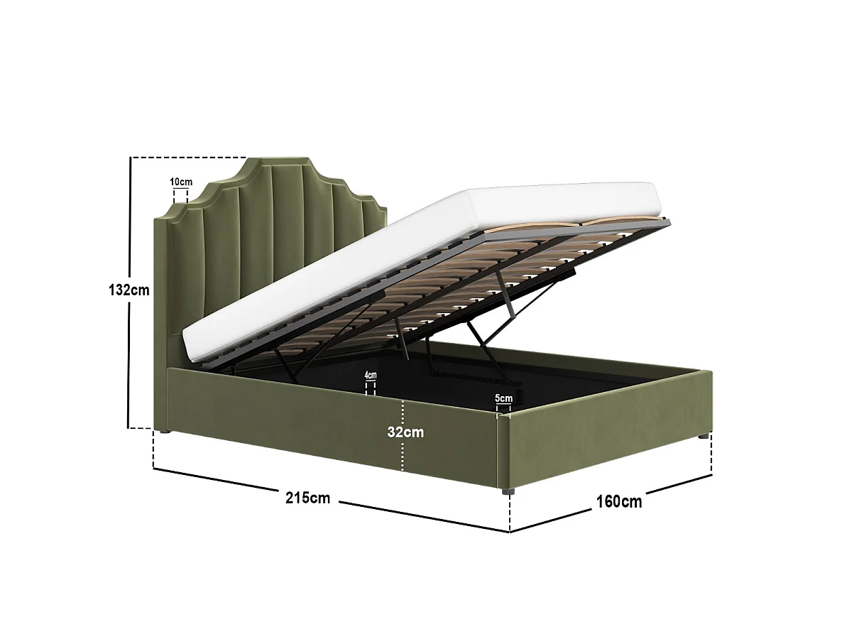 Flair Margot Ottoman Bed Khaki Green Velvet Kingsize