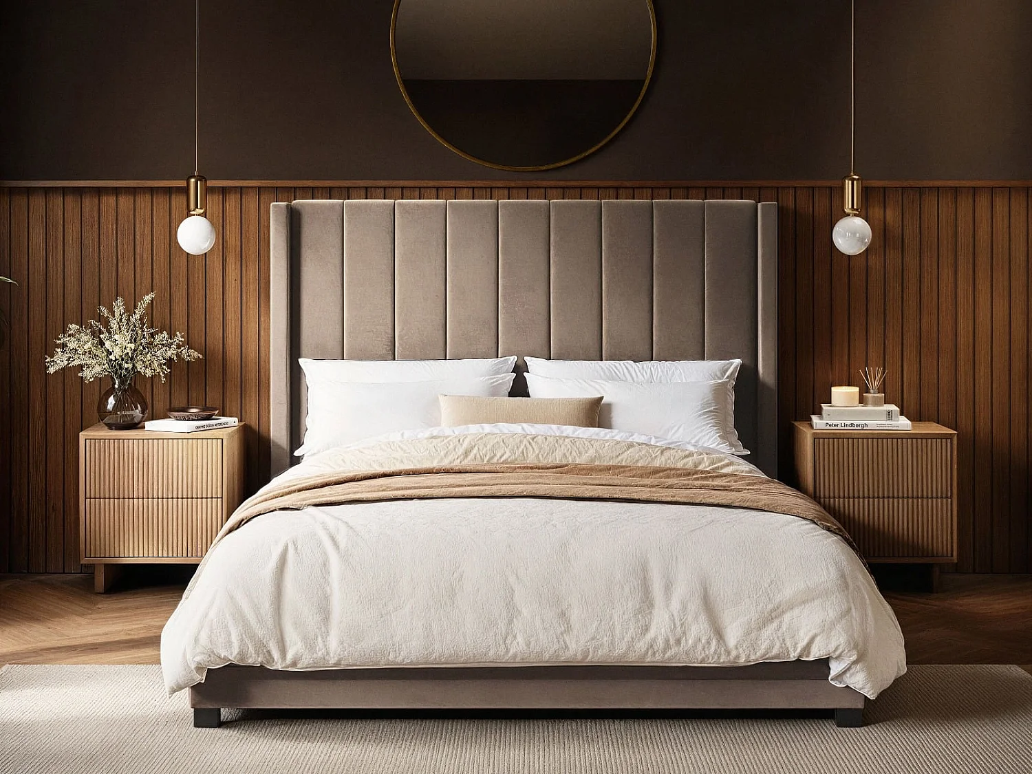 Flair Tiggy Ottoman Bed with Winged Headboard Beige Velvet Kingsize