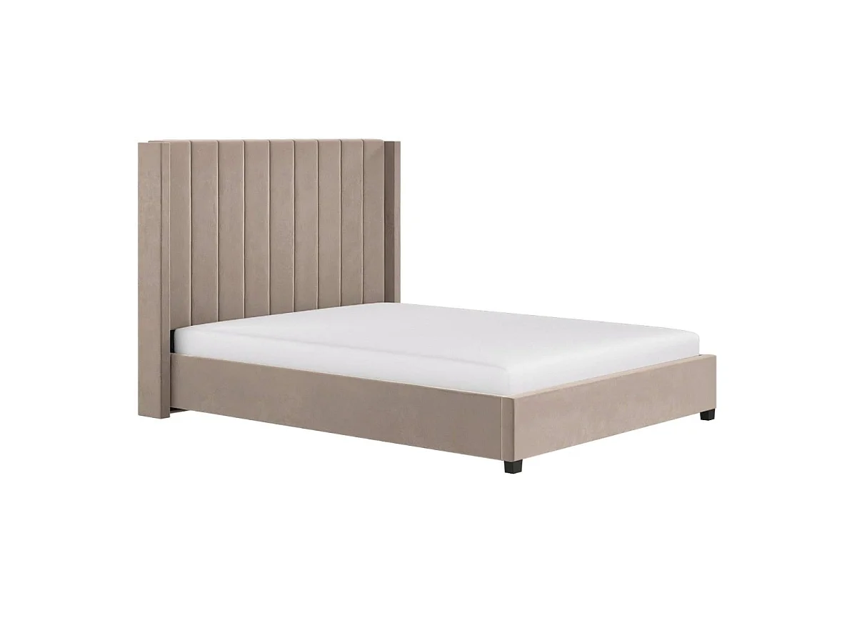 Flair Tiggy Ottoman Bed with Winged Headboard Beige Velvet Kingsize